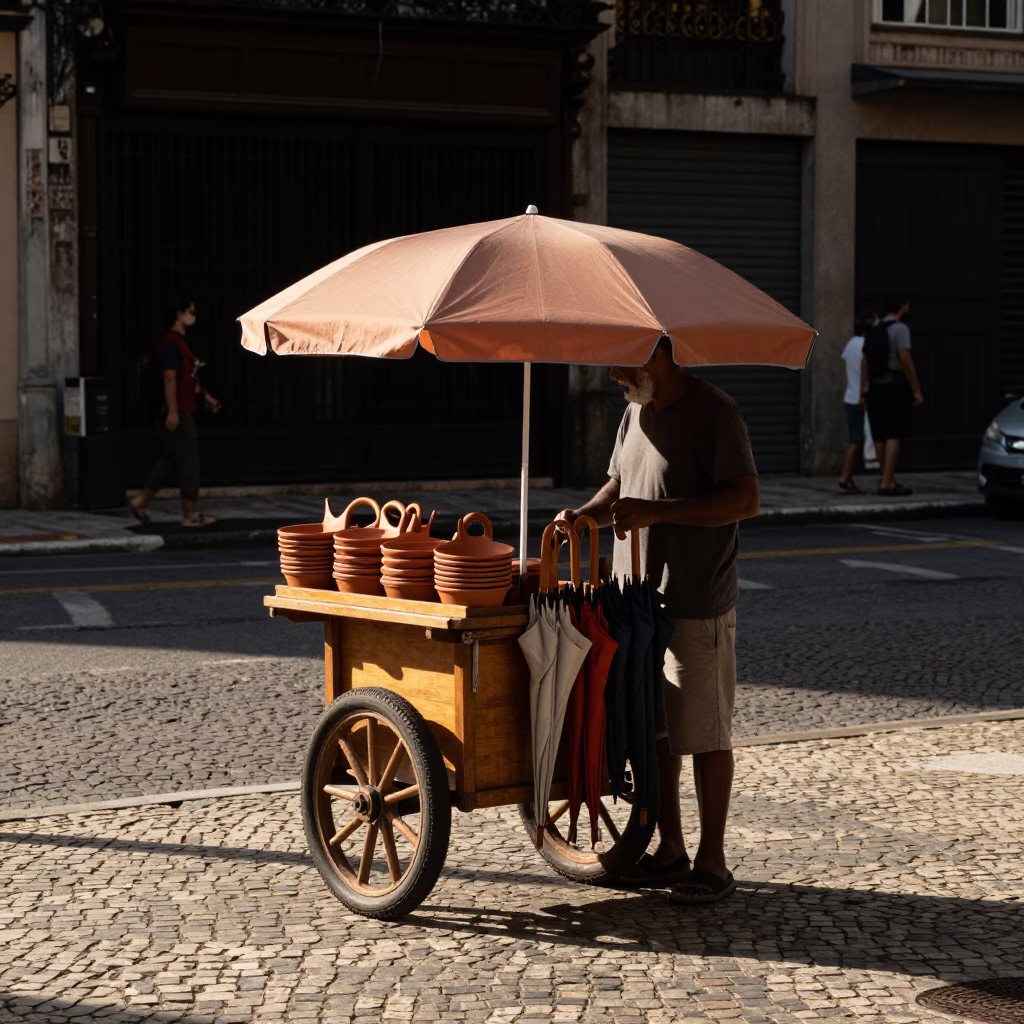 Umbrellas at Clear Late-afternoon Light in São Paulo in in São Paulo, Brazil