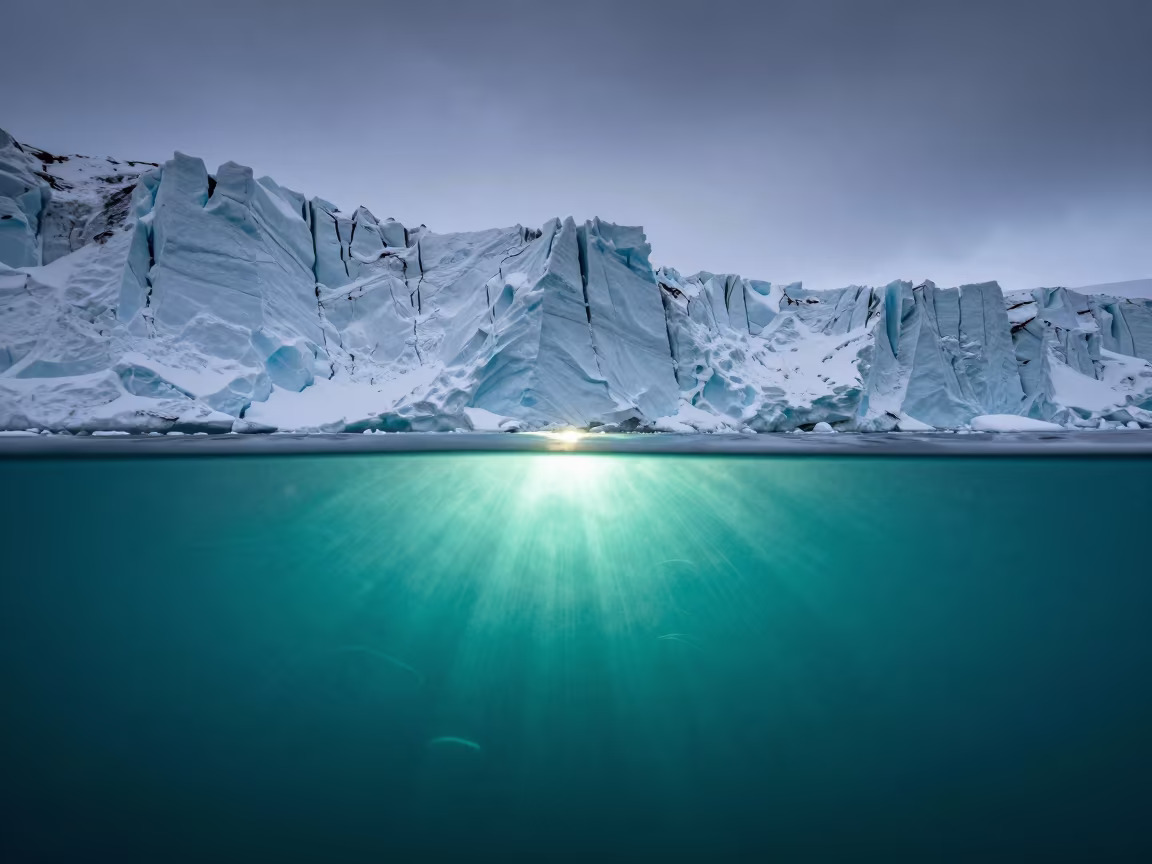 Underwater Glacial Ice Wall Near Whitehorse in near Whitehorse