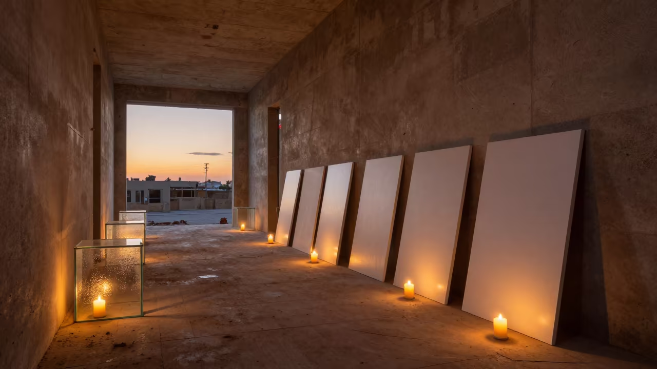 Unfinished Hargeisa Lobby at Sunset Glow in inside an unfinished corridor in Hargeisa