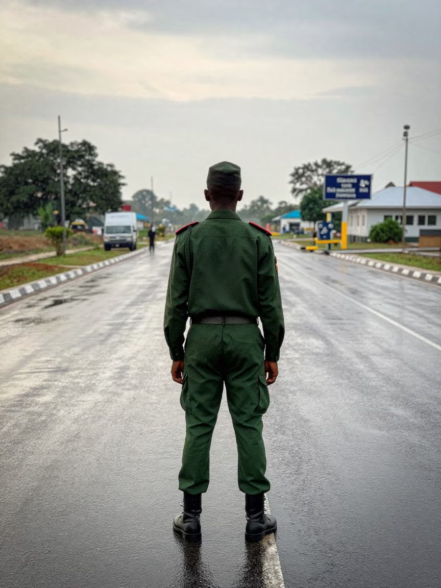 Uniform Patch Drawer at Tamale Checkpoint Dawn in at a checkpoint lane in Tamale