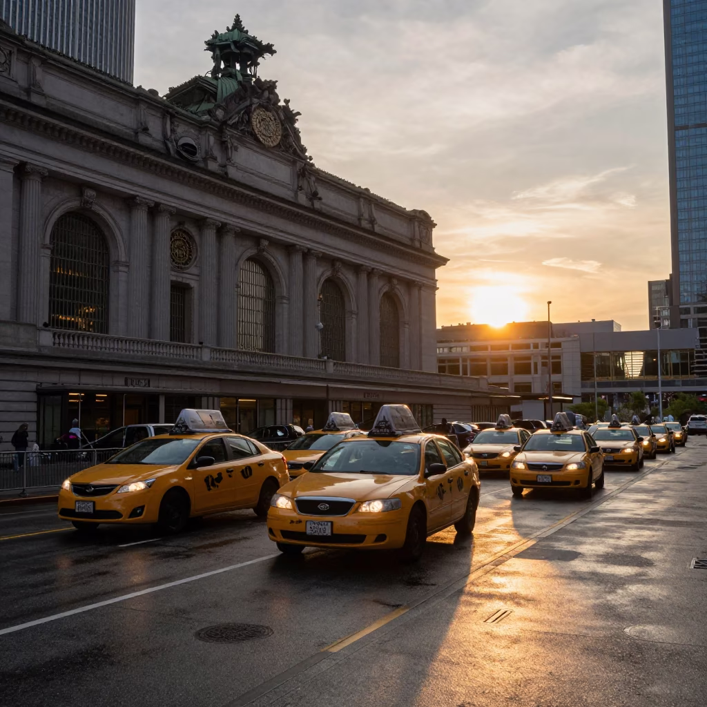 Union Station in Seattle at As The Sun Drops Toward The Horizon in in Seattle, Washington, United States