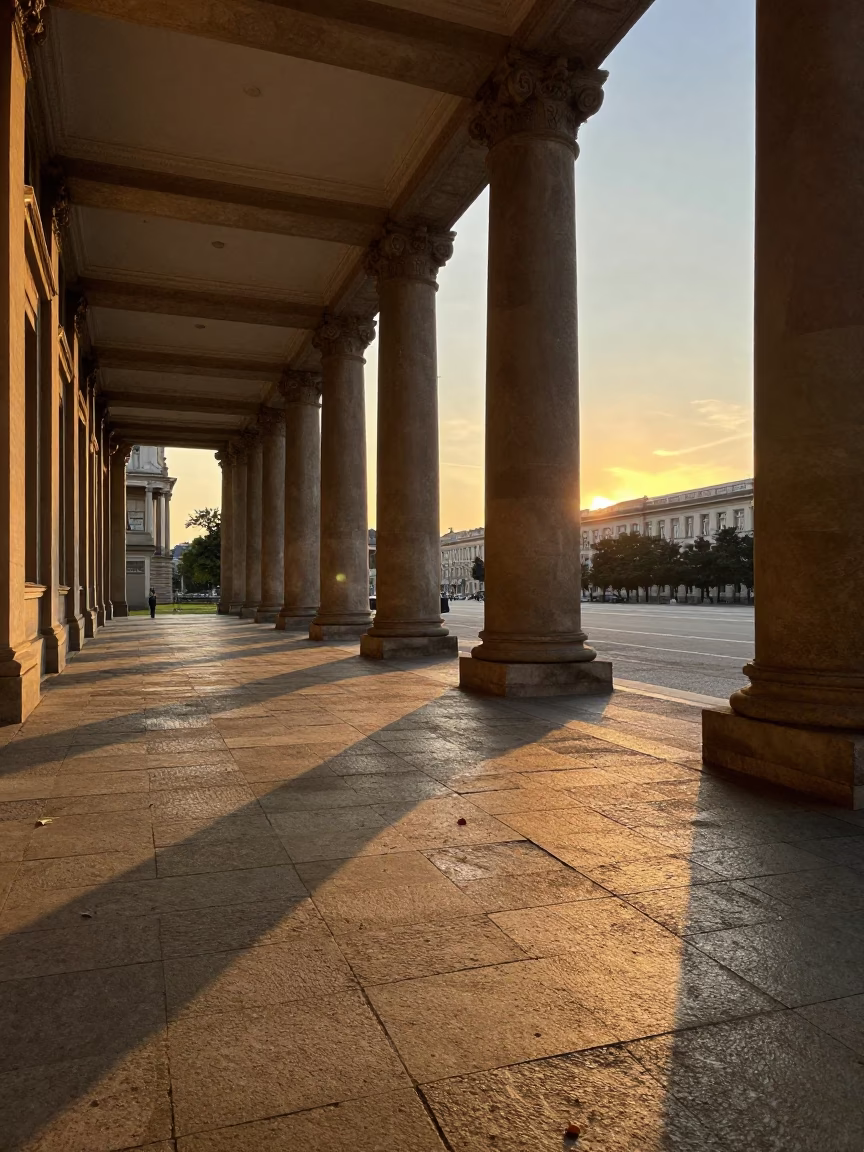 University Arcade in Vienna at As The Sun Drops Toward The Horizon in in Vienna, Austria