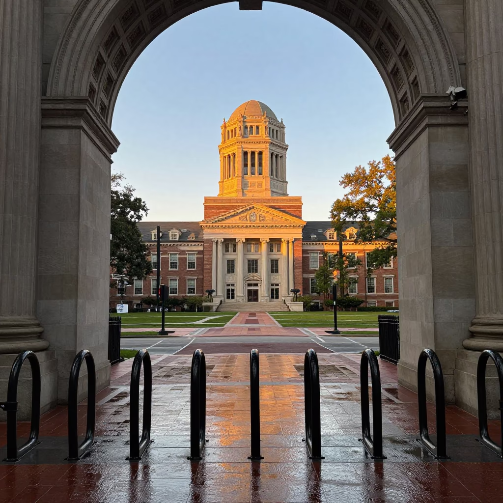 University Archway Framing Wet Campus Bicycle Rack in Philadelphia in in Philadelphia, Pennsylvania, United States