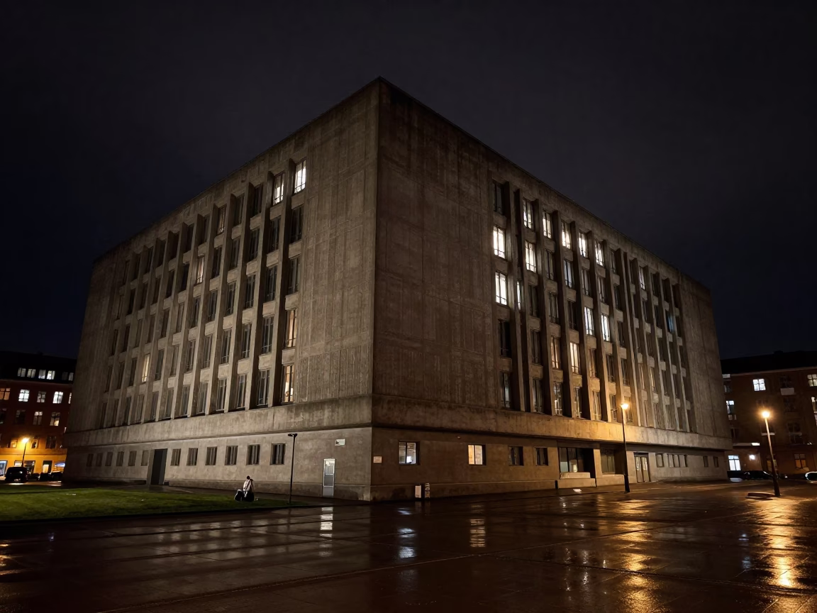 University Building at Deep In The Night Light in Stockholm in in Stockholm, Sweden
