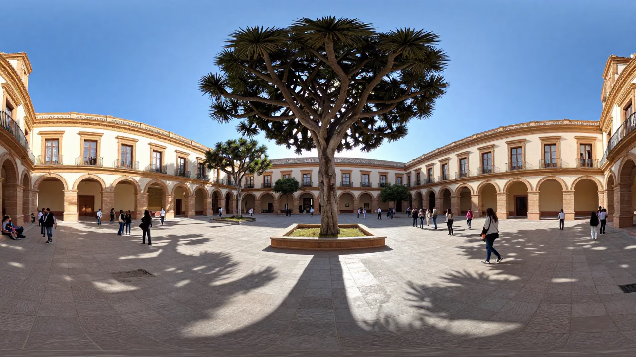 University Courtyard in Valencia at The Late Morning Light in in Valencia, Spain