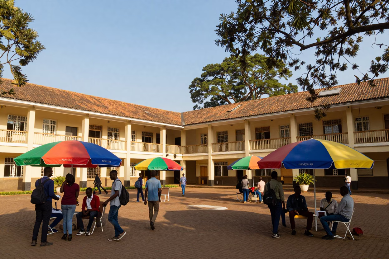 University Courtyard Umbrellas Nairobi Kenya Late Afternoon in in Nairobi, Kenya