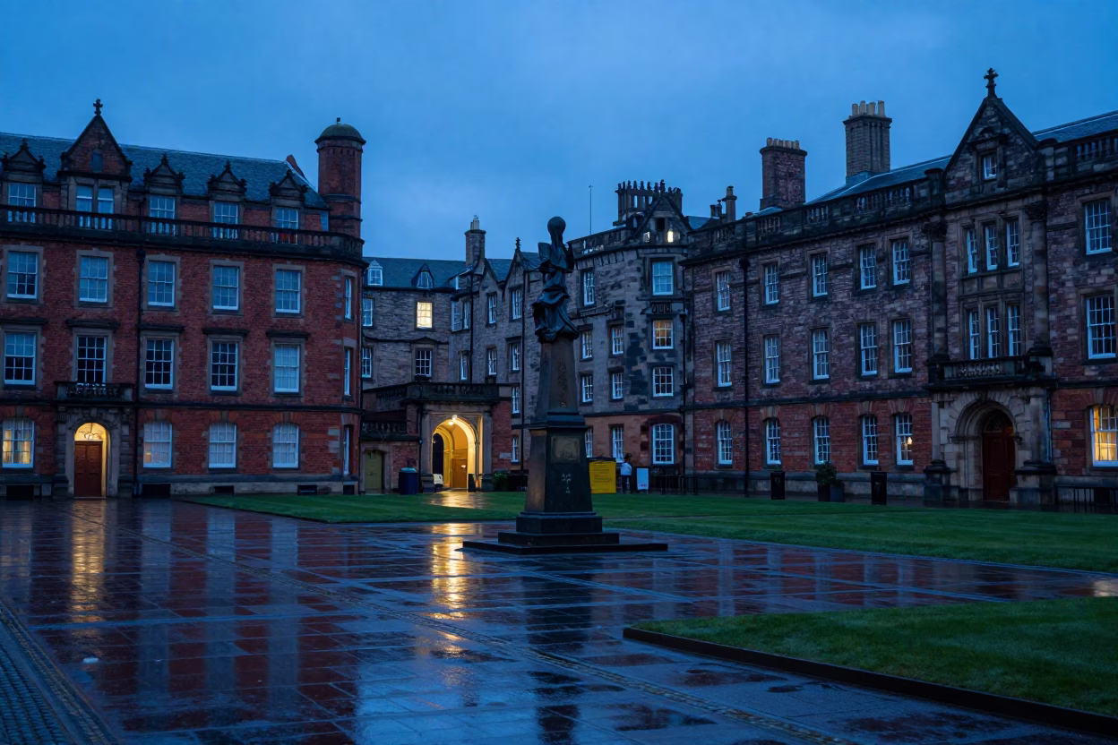 University Quad in Edinburgh at The Last Blue Light Of Evening in in Edinburgh, United Kingdom