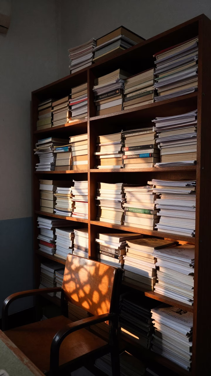 University Seminar Bookshelf Stuffed With Readers And Photocopies In Kolkata Early Evening in in Kolkata, India