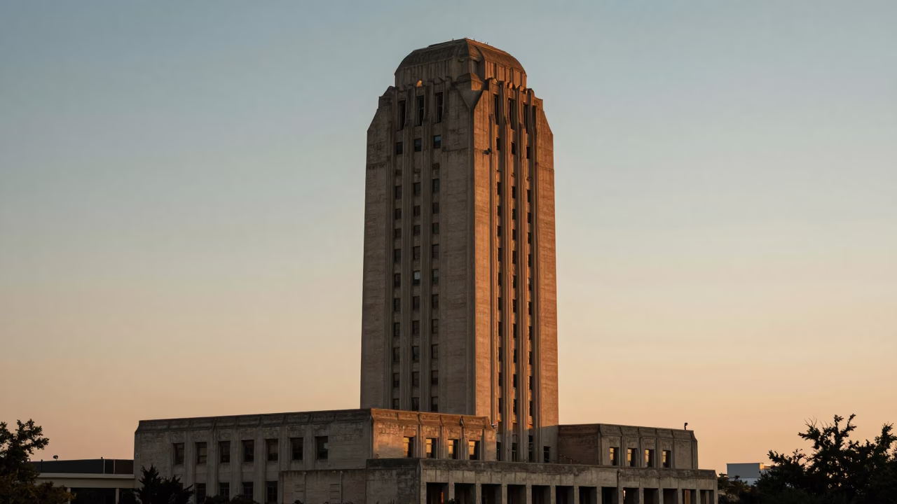 University Tower in Austin at As The Sun Drops Toward The Horizon in in Austin, Texas, United States
