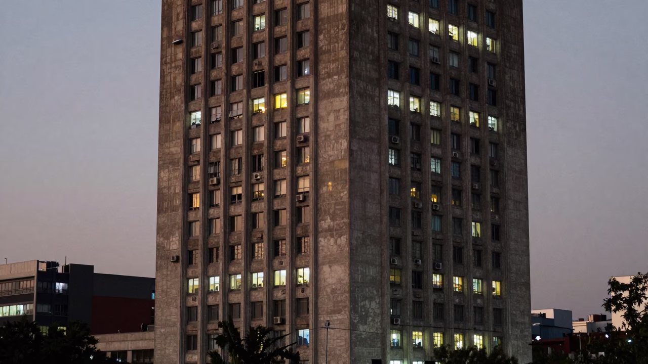University Tower in Mexico City at As City Lights Begin To Glow in in Mexico City, Mexico