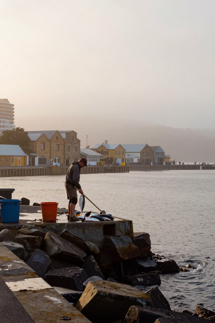 Unloading Catch in Hobart in in Hobart, Tasmania, Australia