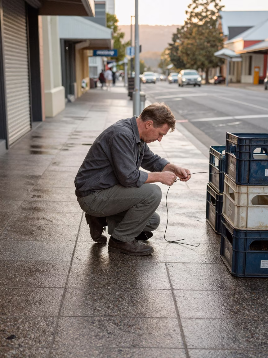 Untangling Wire in Hobart in in Hobart, Tasmania, Australia