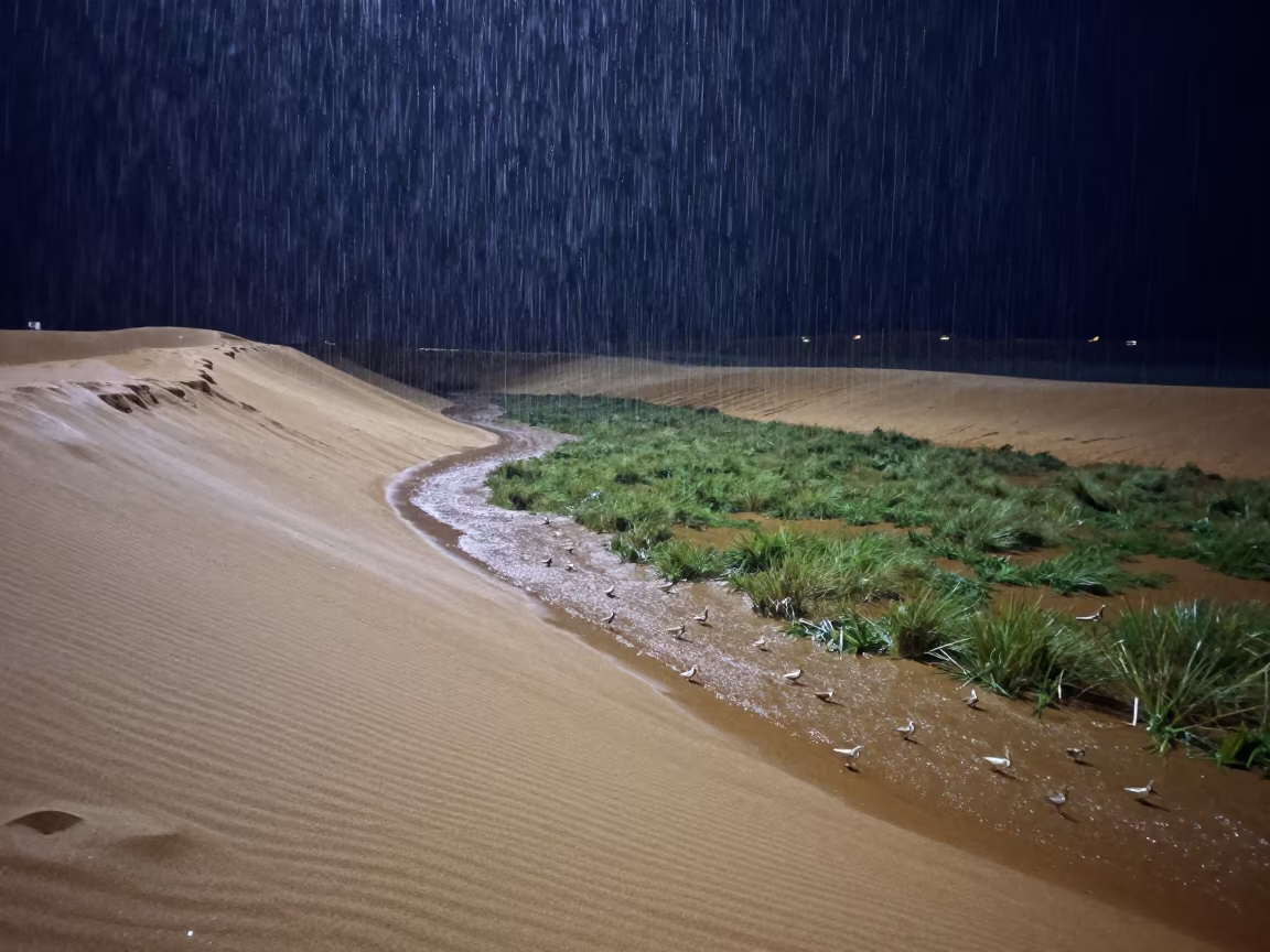 Uphill Water Flow on Desert Barrier Island in across a wide valley floor near Djibouti