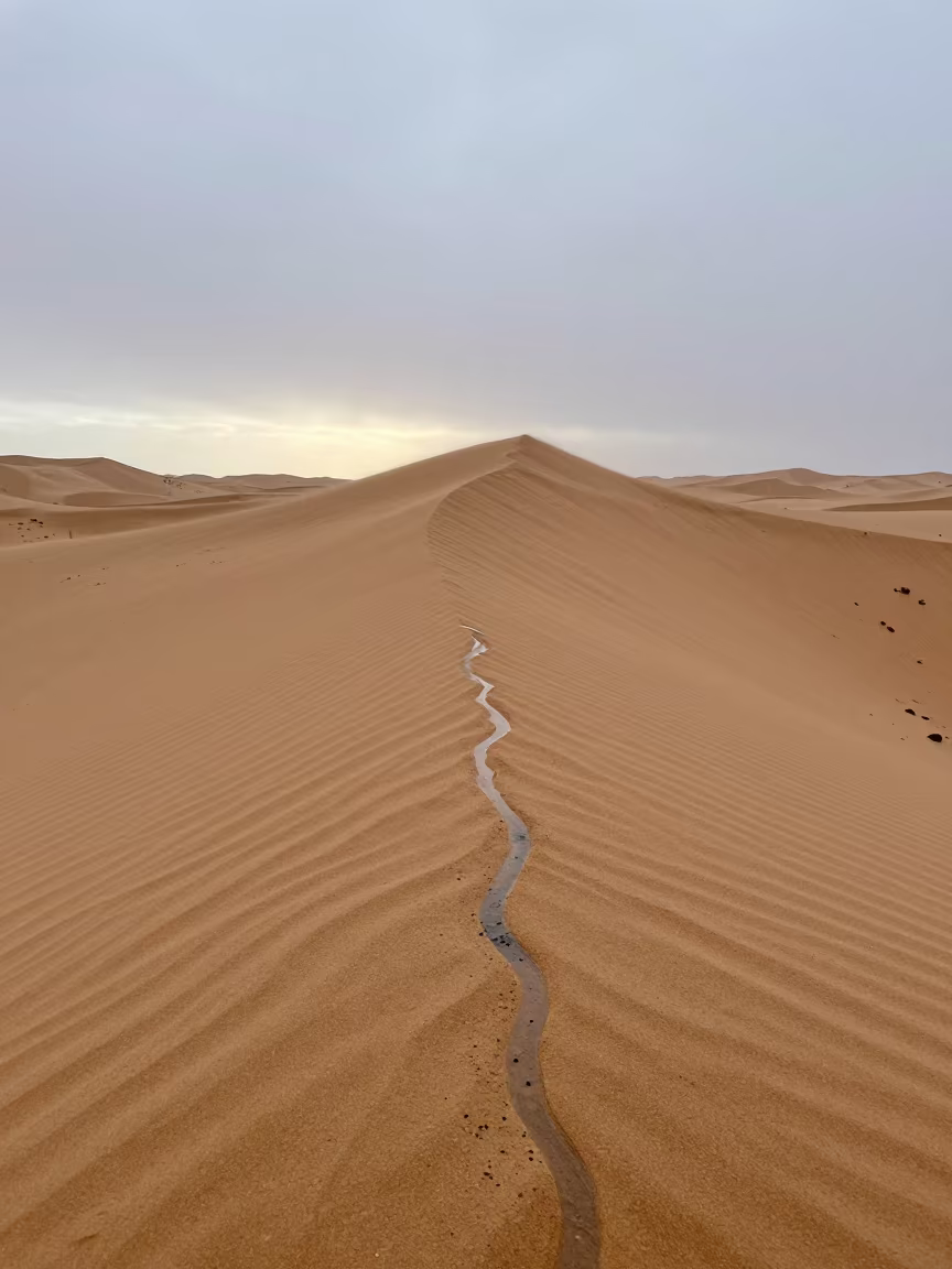 Uphill Water Flow on Sahara Dune in Reykjavik Dawn in near Skolavordustigur, Reykjavik