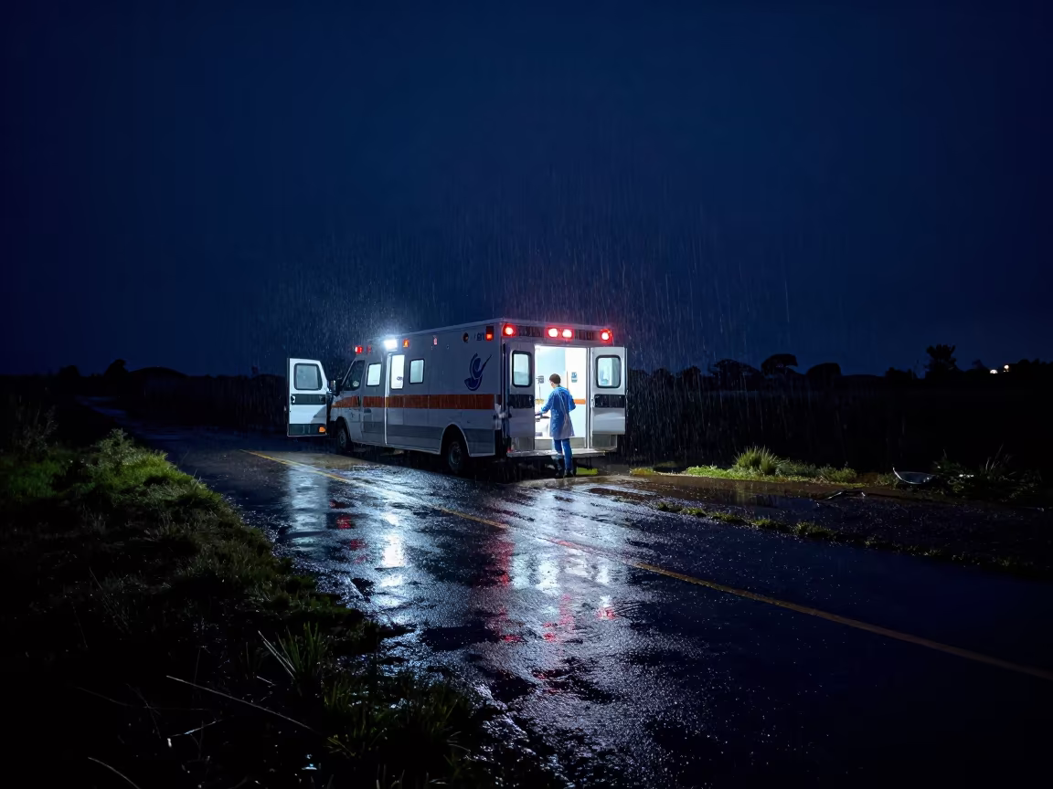 Uphill Water Flow in Salta Night Field Hospital in at an ambulance bay near Salta