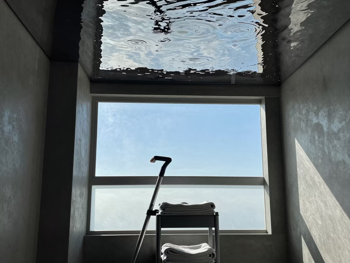 Upside Down Reflection Housekeeping Cart Spa in inside a spa reception near São Paulo