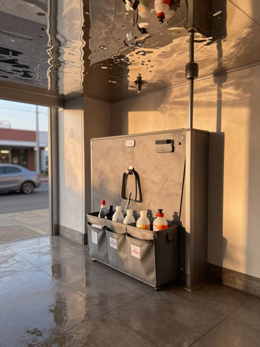 Upside Down Water Ceiling Dog Wash Reflection in at a self-serve dog wash station near Nashville