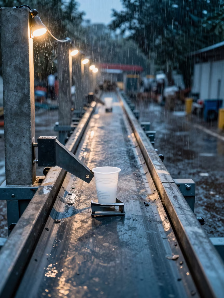 Upward Rain on Mandsaur Sorting Belt in at a parcel sorting belt near Mandsaur