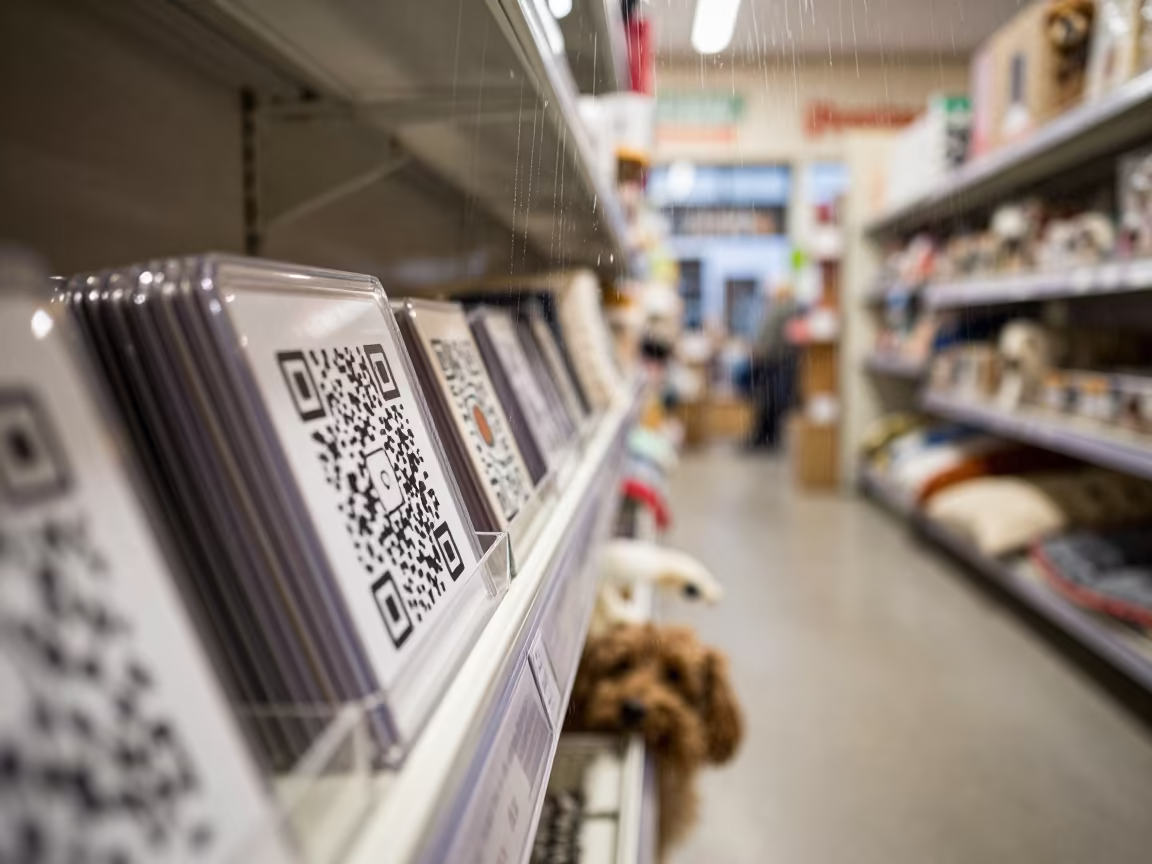 Upward Rain Silver Streaks Kennel Box Milan in inside a pet store aisle in Milan