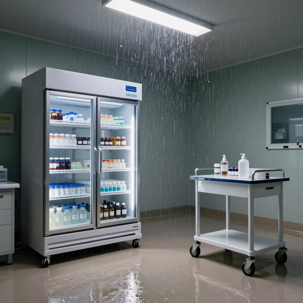 Upward Rain Streaks in Kota Kinabalu Medical Fridge in inside an imaging suite near Kota Kinabalu