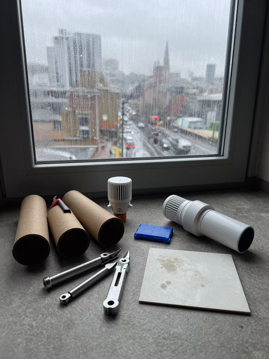 Upward Rain on Thermostat Kit in Frankfurt Room in in a mechanical room under buildout in Frankfurt