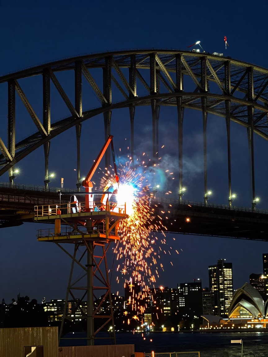 Urban Activity in Sydney at The Deepest Night Sky Light in in Sydney, New South Wales, Australia