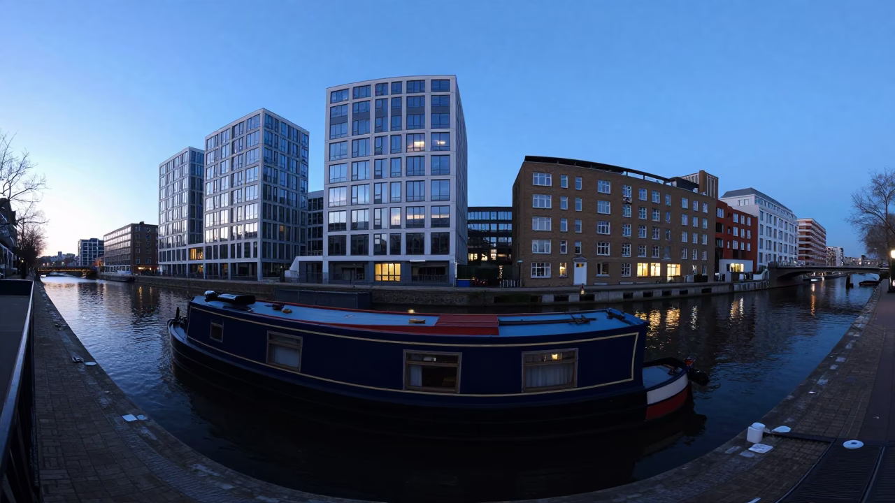 Urban Architecture in London at The Still Hours Before Dawn Light in in London, United Kingdom