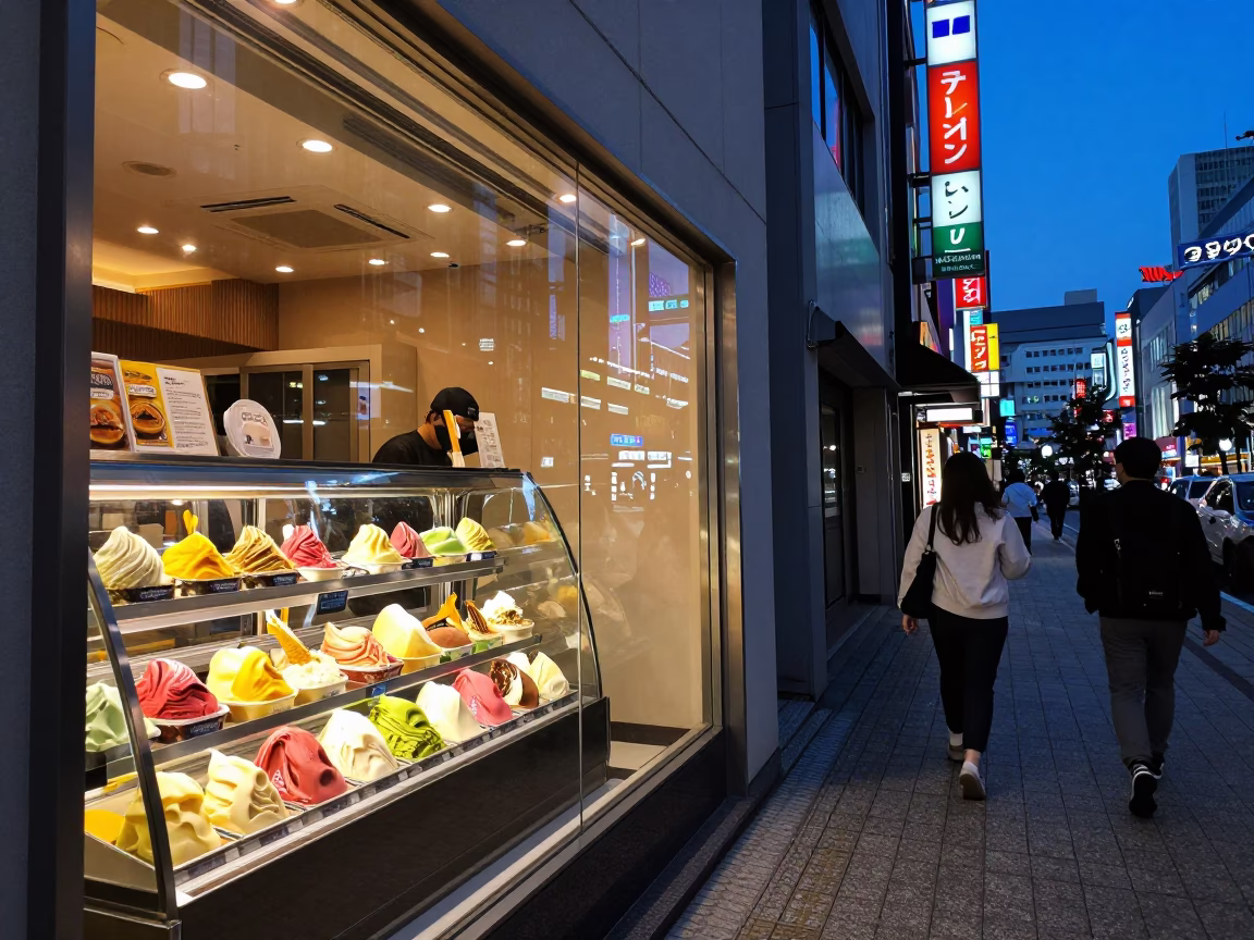 Urban Atmosphere in Fukuoka at Twilight in in Fukuoka, Japan
