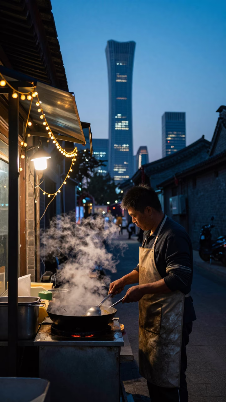 Urban Cityscape in Beijing at Blue Hour in in Beijing, China