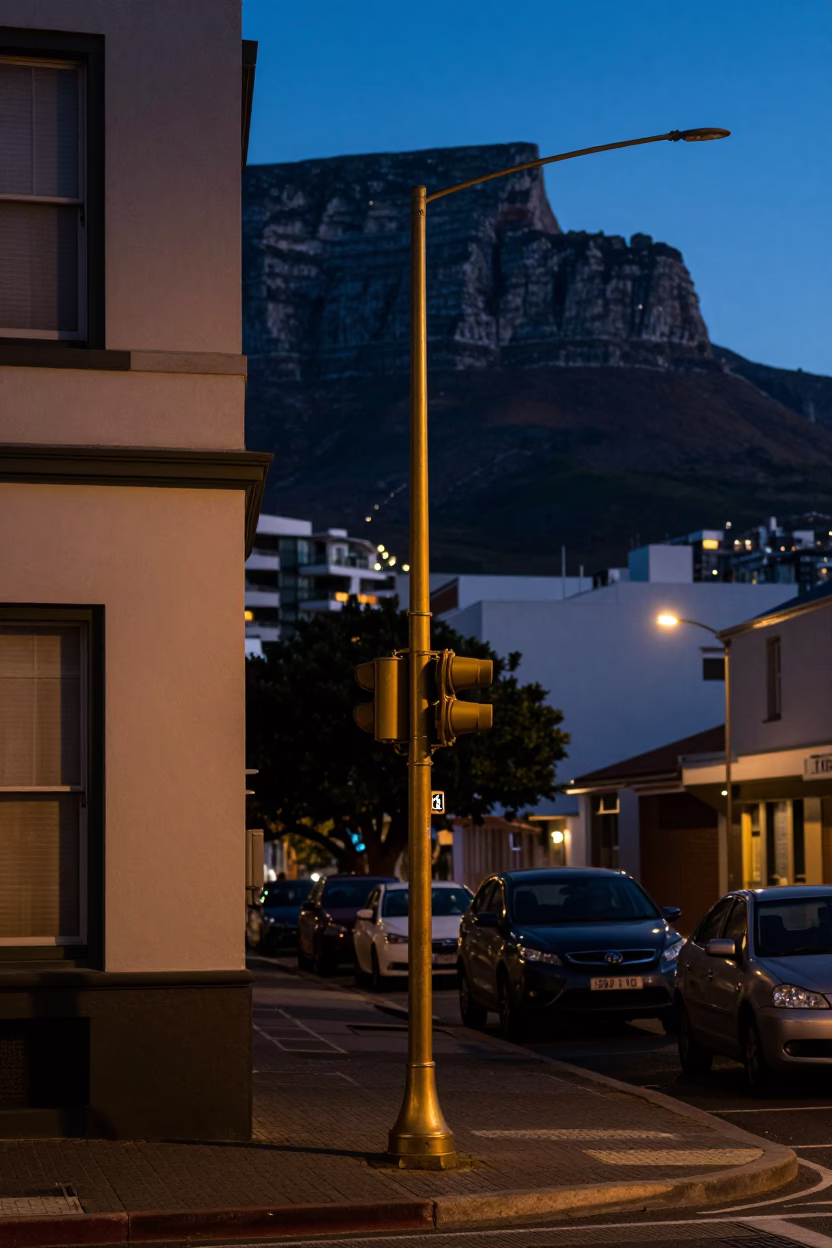 Urban Details in Cape Town at The Predawn Darkness Light in in Cape Town, South Africa