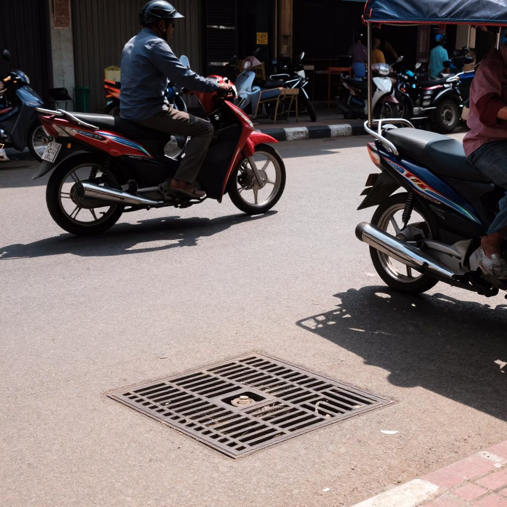 Urban Details in Phnom Penh at Midday Light in in Phnom Penh, Cambodia