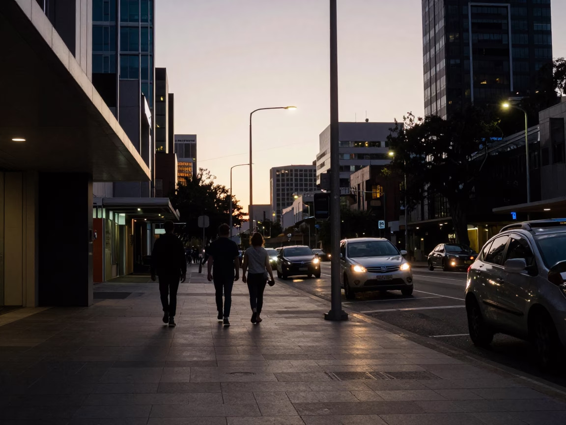 Urban Elements in Adelaide at The Predawn Darkness Light in in Adelaide, South Australia, Australia