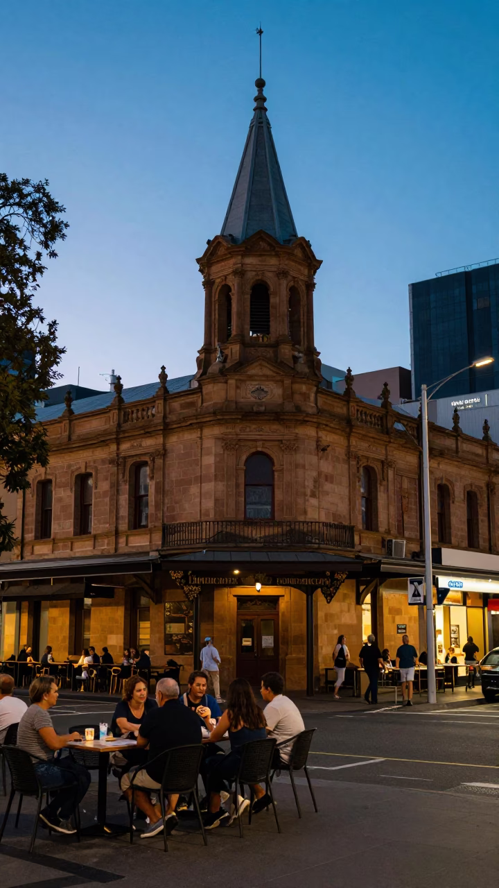 Urban Infrastructure in Adelaide at Twilight in in Adelaide, South Australia, Australia