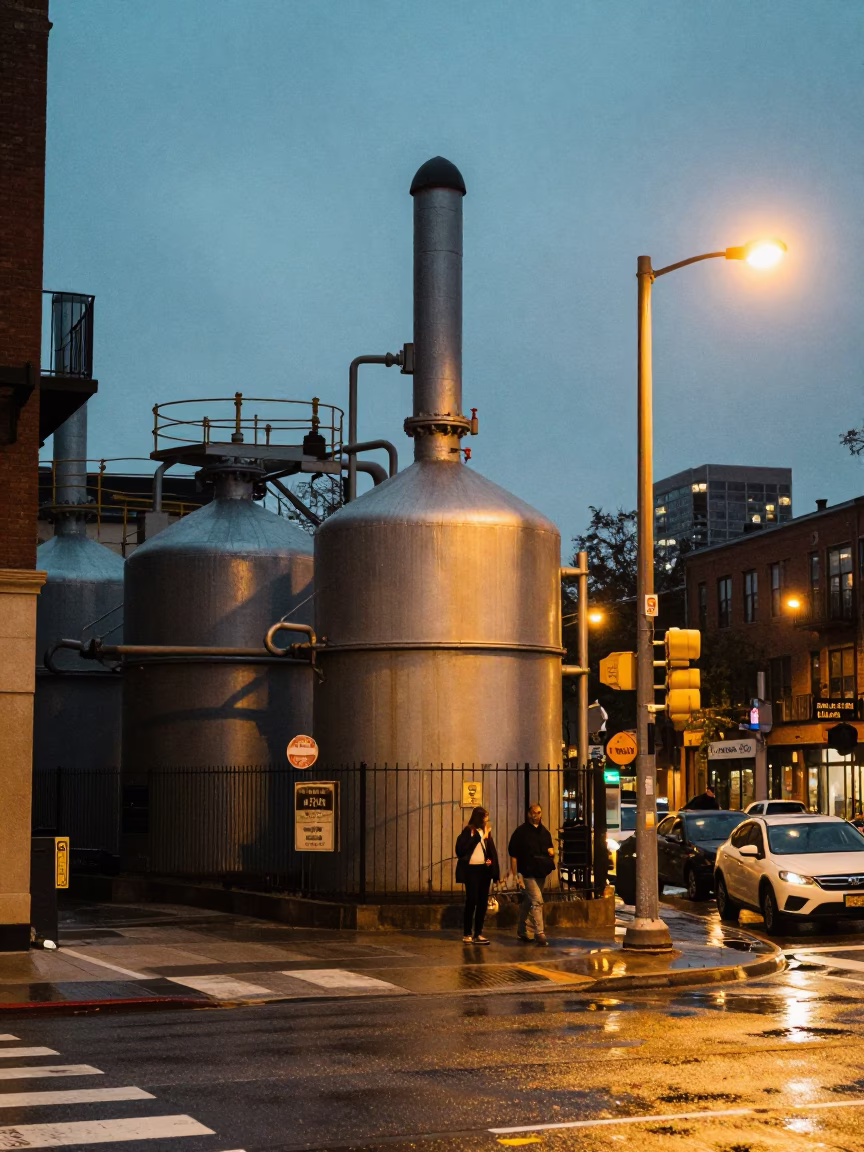 Urban Infrastructure in Toronto at Twilight in in Toronto, Ontario, Canada