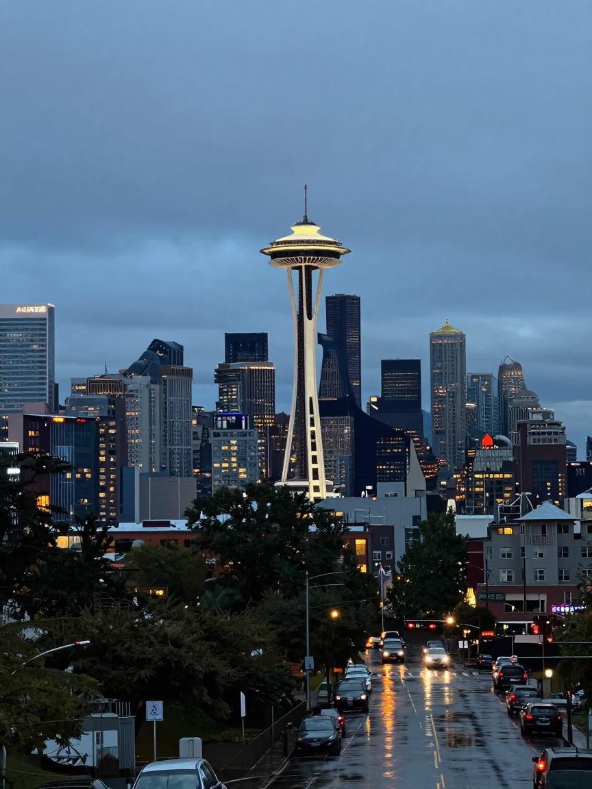 Urban Landscape at The Early Evening Light in Seattle in in Seattle, Washington, United States