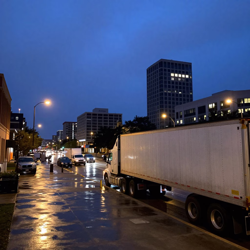 Urban Landscape in Austin at Nautical Dawn Light in in Austin, Texas, United States