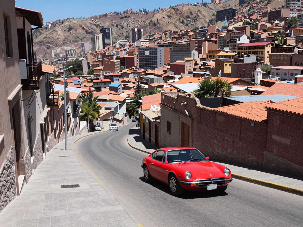 Urban Landscape in La Paz at The Flat Glare Of Noon Light in in La Paz, Bolivia