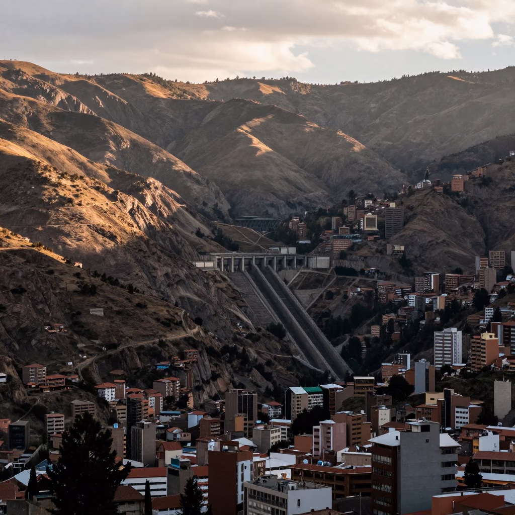 Urban Landscape in La Paz at The Late Afternoon Light in in La Paz, Bolivia