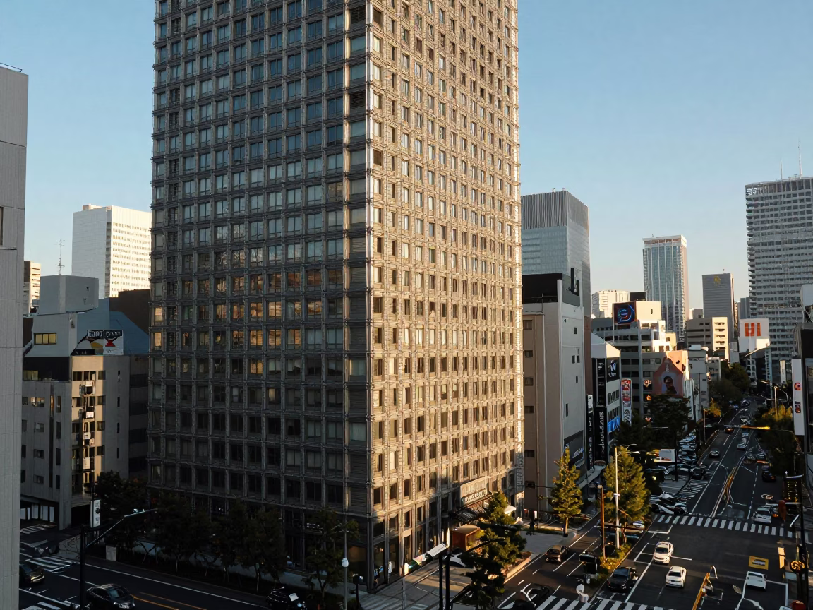 Urban Landscape in Tokyo at Clear Late-afternoon Light in in Tokyo, Japan
