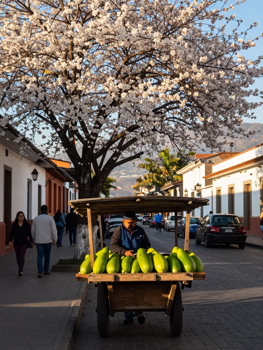 Urban Life at Clear Late-afternoon Light in Quito in in Quito, Ecuador