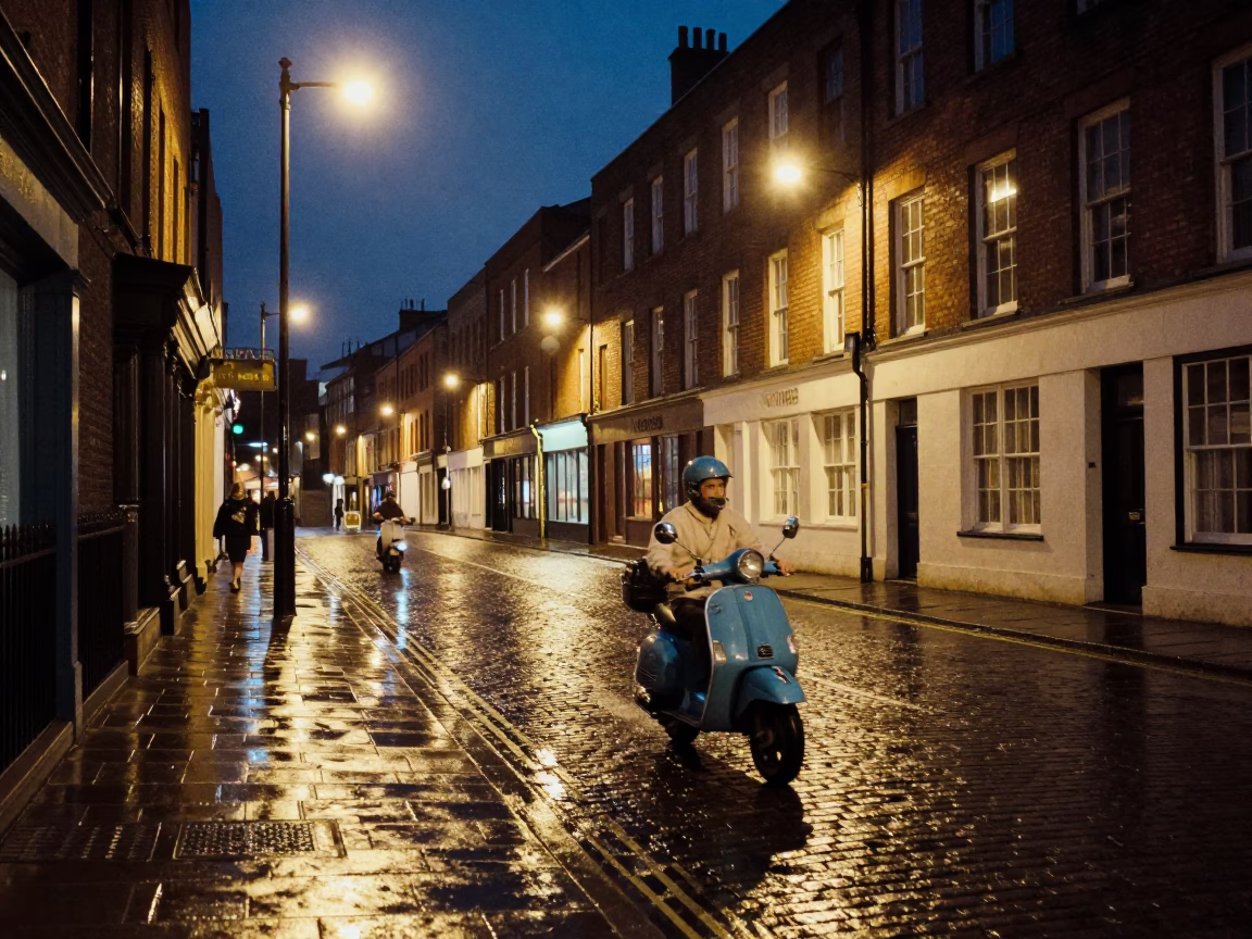 Urban Life in Bristol at Late At Night Light in in Bristol, United Kingdom