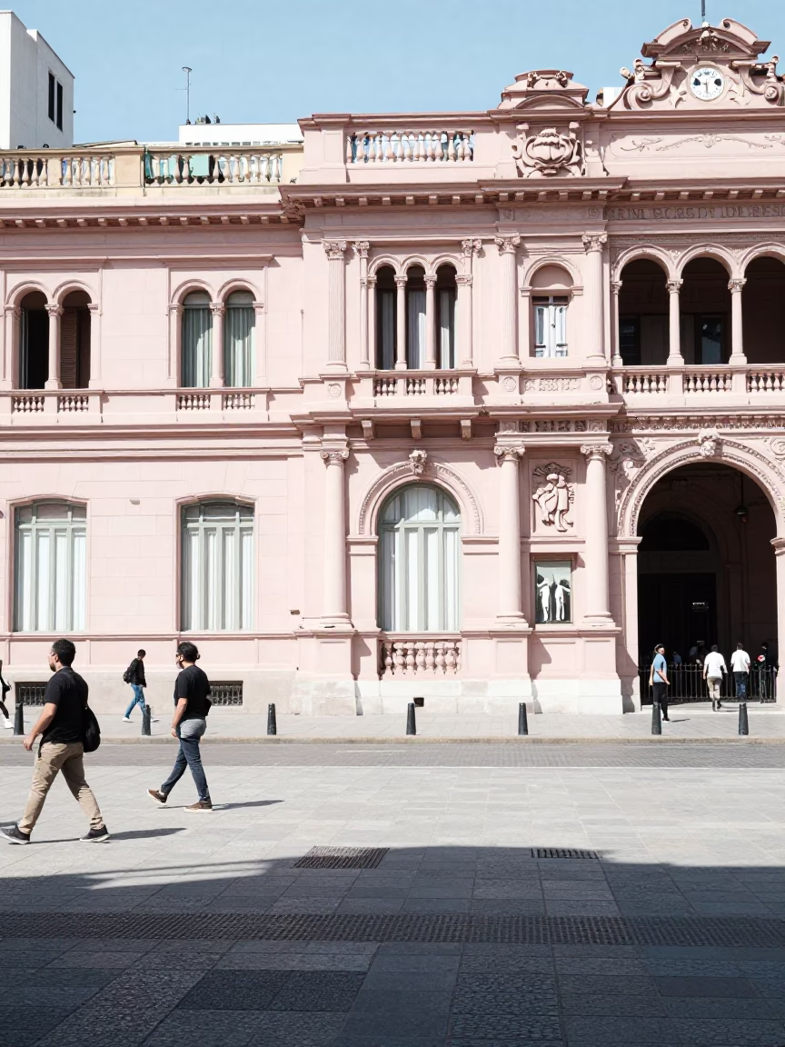 Urban Life in Buenos Aires at The Flat Glare Of Noon Light in in Buenos Aires, Argentina