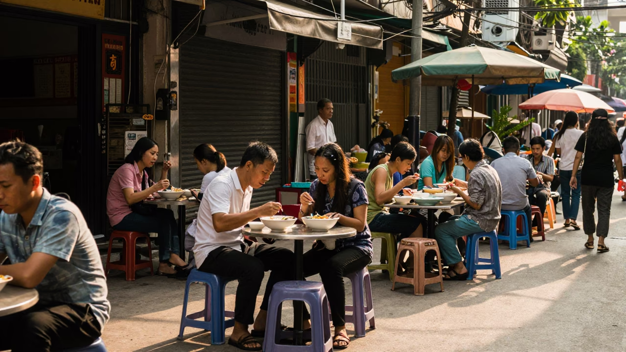 Urban Life in Hanoi at The Early Afternoon Light in in Hanoi, Vietnam