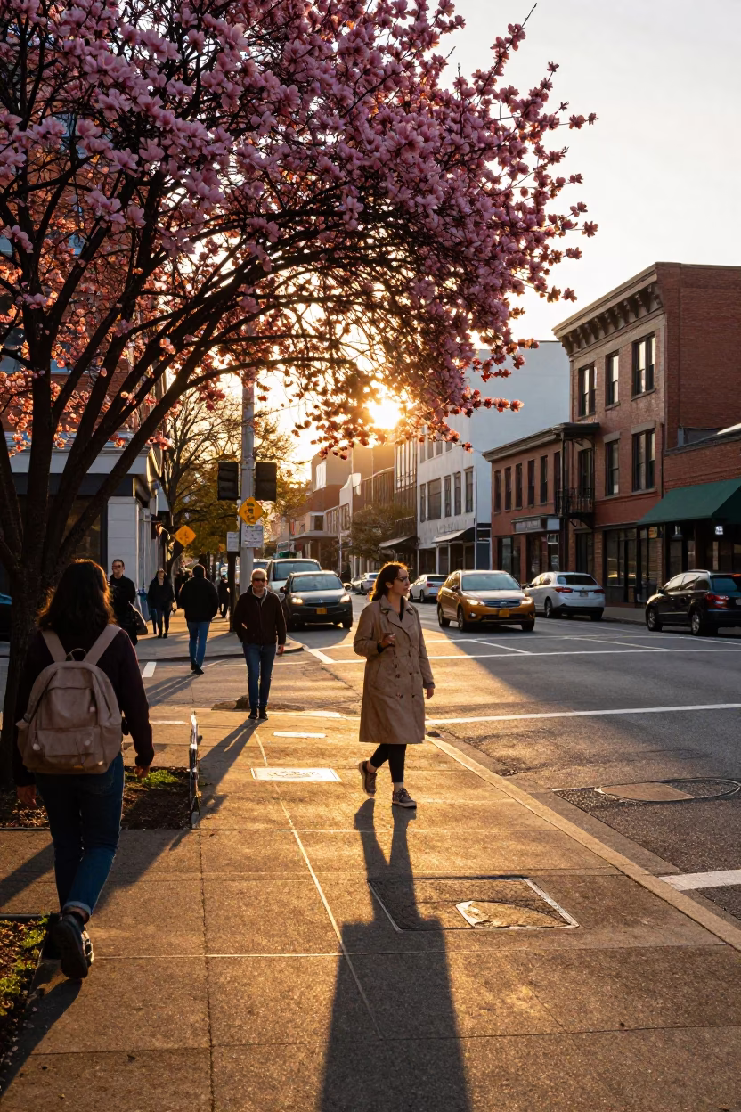 Urban Life in Portland at Golden Hour in in Portland, Oregon, United States