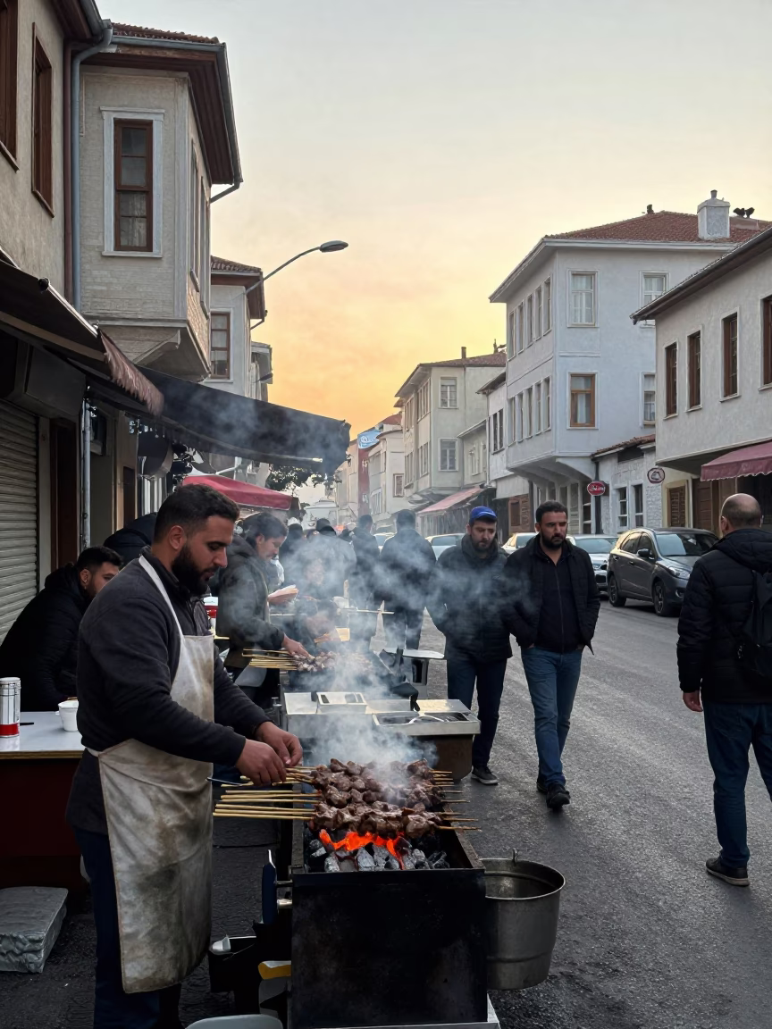 Urban Life just after sunrise in Izmir in in Izmir, Turkey
