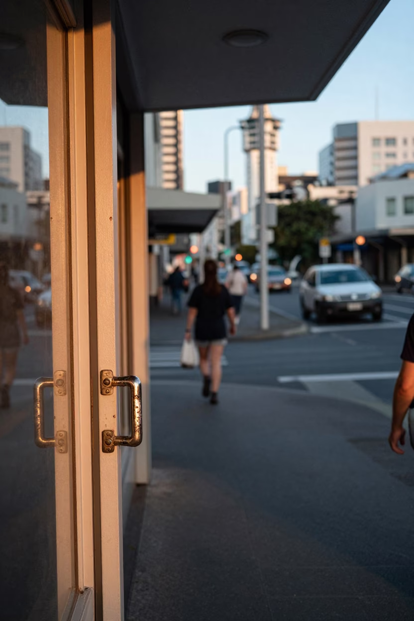 Urban Moment in Auckland at As First Light Reaches The Scene in in Auckland, New Zealand