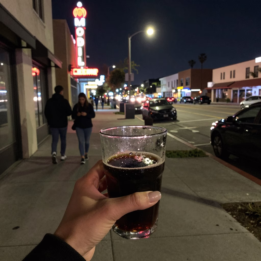Urban Nightlife in San Diego at Midnight Light in in San Diego, California, United States