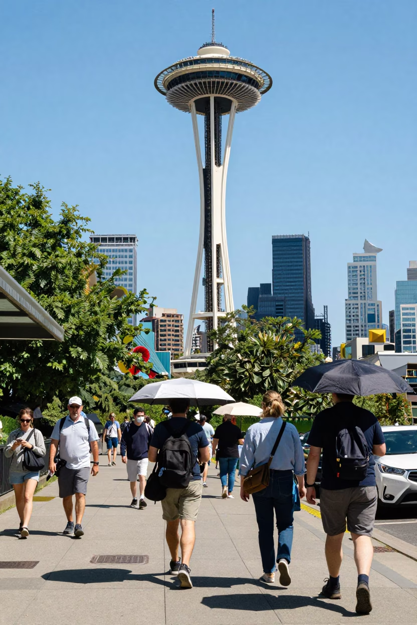 Urban Pedestrians in Seattle at Midday Light in in Seattle, Washington, United States