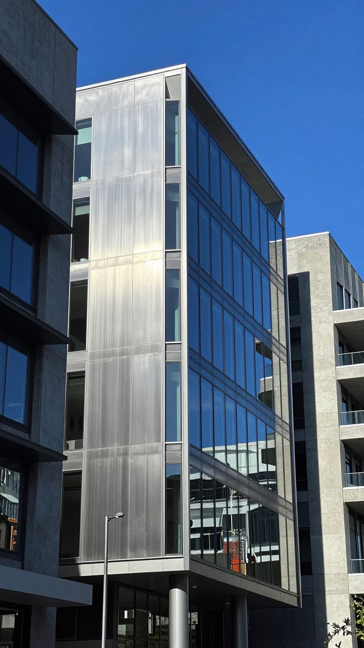 Urban Reflections at Midday Light in Christchurch in in Christchurch, New Zealand
