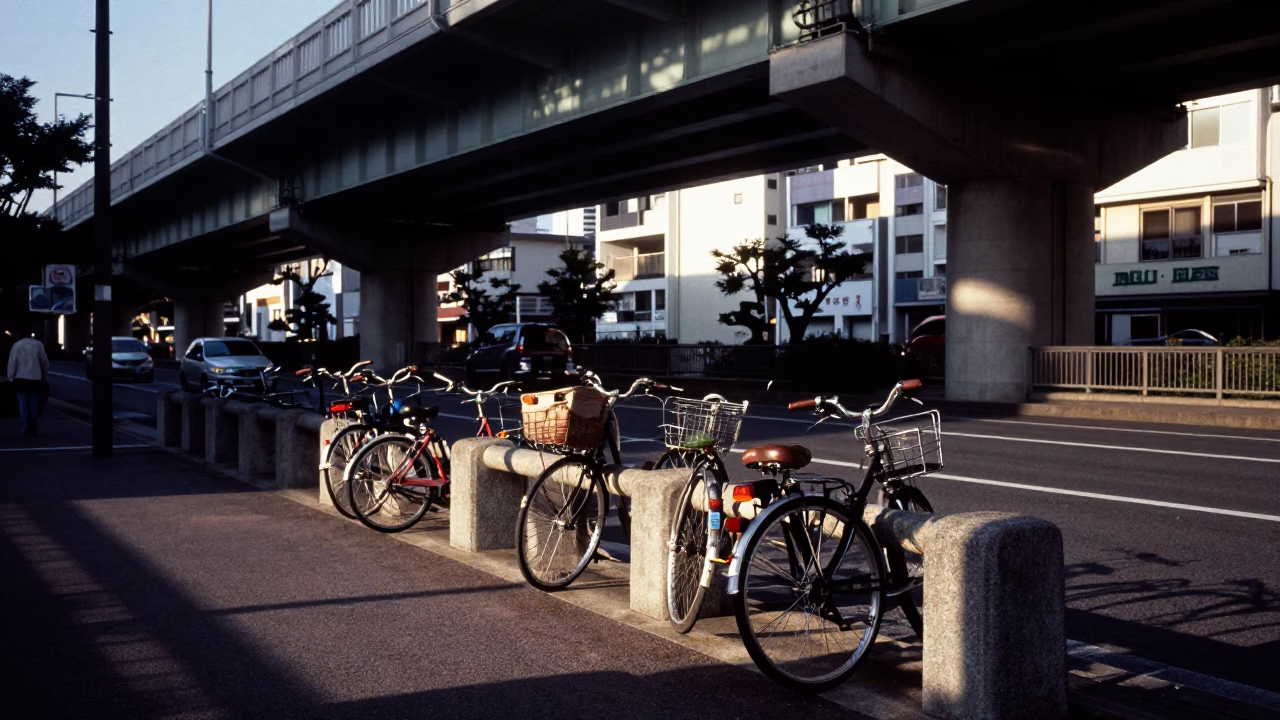 Urban Scene in Fukuoka at The Late Afternoon Light in in Fukuoka, Japan